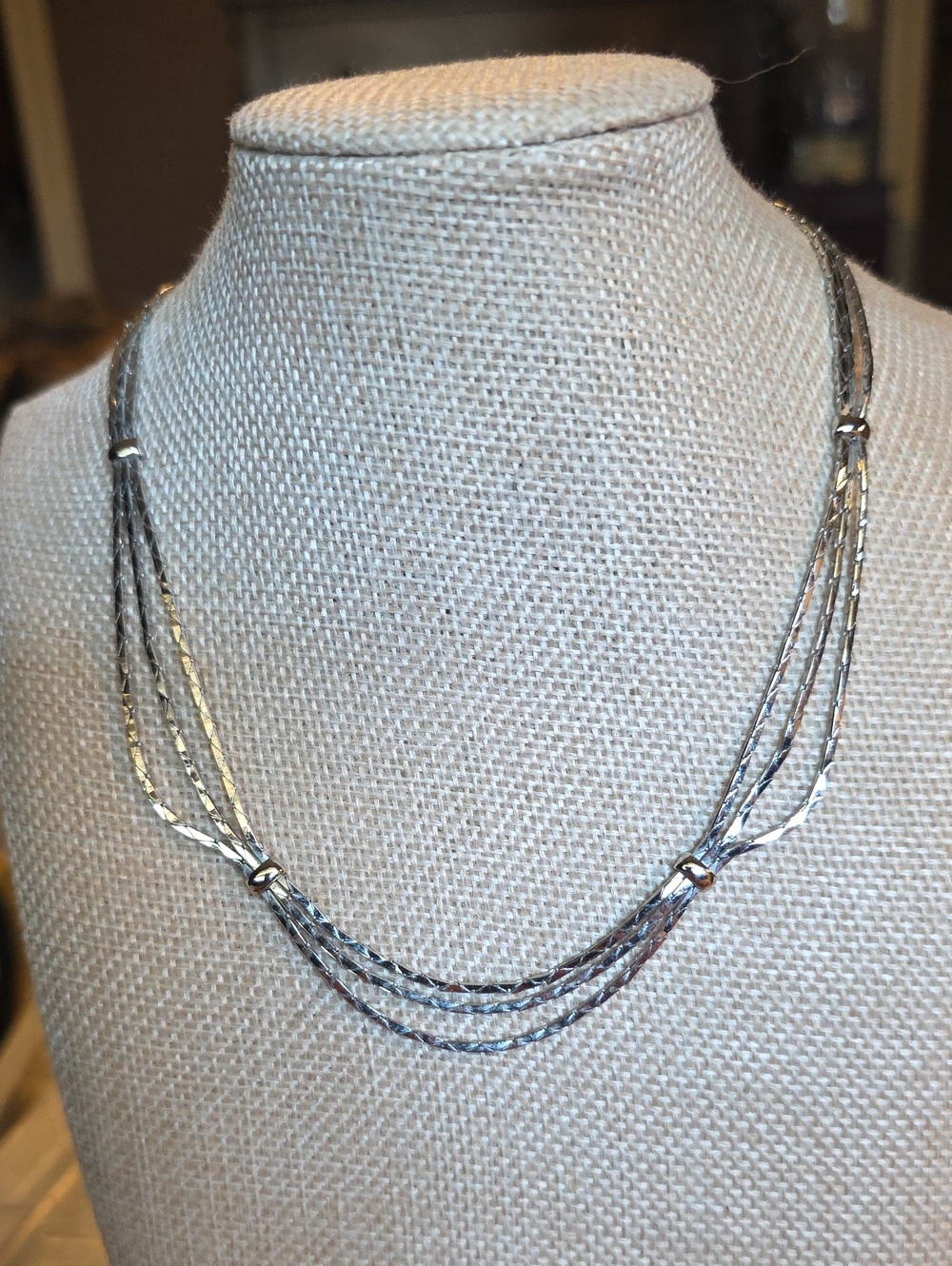 Vintage NAPIER Silver Tone Multi-Strand Layered Chain Statement Necklace - 14"